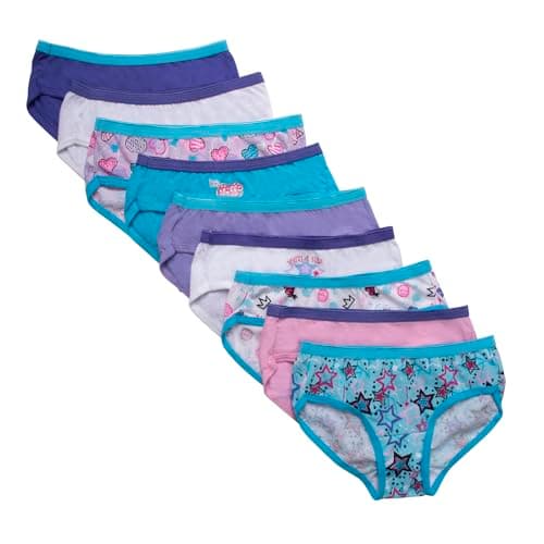 Hanes Girls 9 Pack Tagless Hipster Panties, Assorted, 8 US