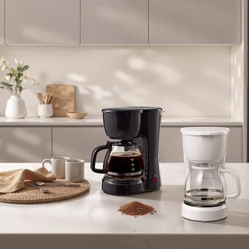 White 5-cup drip coffee maker. Compact coffee brewer for home kitchens and small spaces. — view 4