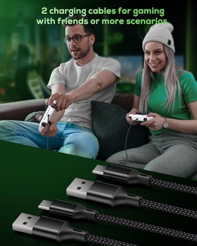 2 Pack 10FT/3M Charger Charging Cable for PS5/Xbox Series X/S Controller/Switch 2 Console, Replacement USB Charging Cord Nylon Braided Type-C Ports Accessories for Playstation 5/Switch 2/Xbox Series X — view 6