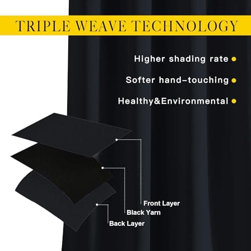 NICETOWN Black Out Curtains for Bedroom 84 inches Long - Light Reducing Thermal Insulated Solid Grommet Curtains/Panels/Drapes for Living Room (Set of 2, W52 x L84) — view 3