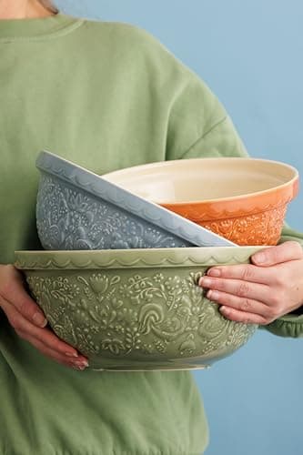 Mason Cash Home to Roost Mixing Bowl | 24cm Earthenware Bowl with Embossed Hen & Cockerel Design | Classic Bakeware for Dough, Pastry & Cake Mixing | Dishwasher & Freezer Safe — view 8