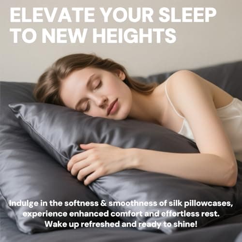 Ravmix Silk Pillow Case for Hair and Skin with Hidden Zipper, Both Sides 21Momme Mulberry Silk Pillowcase Cooling Pillow Cover, Gift for Women Men, Standard Size 20×26 inches, 1PCS, Space Gray — view 3