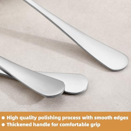 12 Pcs Dinner Spoons Set, Food-Grade Stainless Steel Tablespoons, Durable Metal Table Spoon, Cutlery Soup Spoons Silverware for Home, Kitchen or Restaurant, Mirror Polished, Dishwasher Safe - 7 Inch — view 3