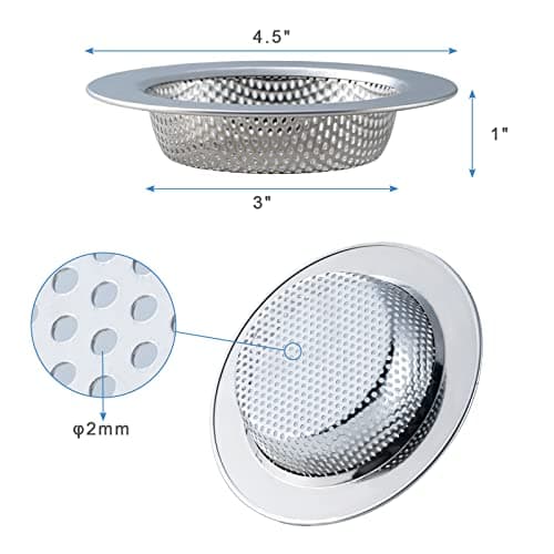 Honmein 2 Pcs Sink Strainer for Most Kitchen Sink Drain Basket, Upgraded Double-Layer Safe Design Kitchen Sink Strainer (Outer Diameter 4.5 Inch) — view 3