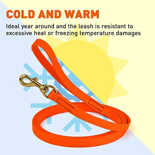 Viper K9 Biothane Working Dog Leash Waterproof Lead for Tracking Training Schutzhund Dog Sport & Search - Odor-Proof Long Line with Solid Brass Snap for Puppy Medium and Large 3/4" x 10ft HunterOrange — view 5