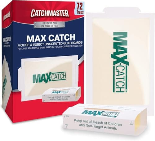 Catchmaster Max-Catch Mouse & Insect Glue Trap 72PK, Mouse Traps Indoor for Home, Sticky Pest Control Adhesive Tray for Catching Bugs, Bulk Unscented Glue Boards