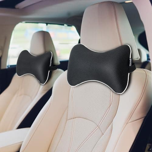 Keemall Car Neck Pillow, Soft Headrest Inflatable Car Pillow for Driving Seat with Adjustable Strap, Comfortable Ergonomic Design Neck Support and Breathable Washable Cover (Black 1 Pack) — view 5