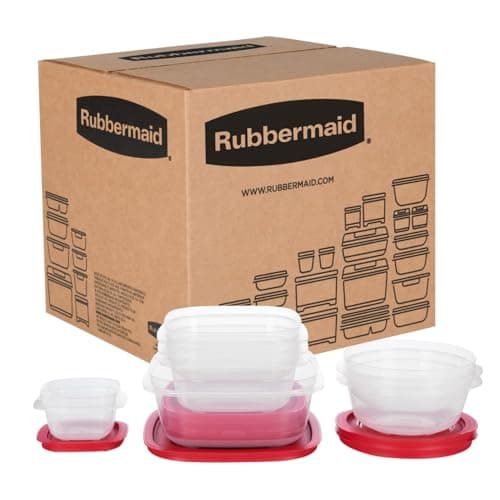 Rubbermaid EasyStore Square and Round Containers, 14-Piece Set, Food Storage Containers, Food Storage Containers with Lids