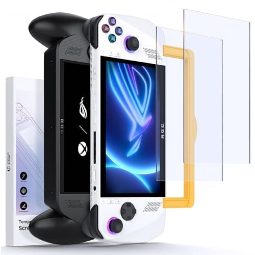 JSAUX Screen Protector 2-Pack for ROG Ally, Anti Glare 9H Hardness Tempered Glass Screen Protector with Guiding Frame, 7 inch Full Coverage Anti-Scratch Screen Protector for ASUS ROGAlly & ROG Ally X