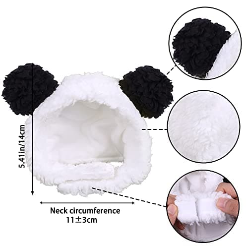 JOICEE Cute Cat Costume - Warm Bear Hat for Small Pets (Black & White) — view 2