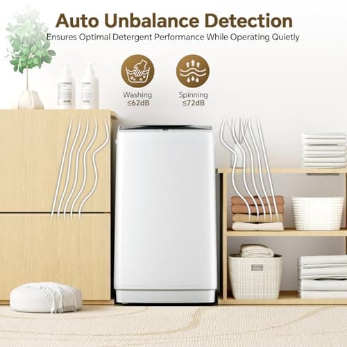NEWBULIG 1.06 Cu.Ft Portable Washing Machine, 7.7 lbs Capacity Full-Automatic Compact Washer with 10 Wash Cycles & Auto-Balance, for Apartment RV Dorm Camping — view 4