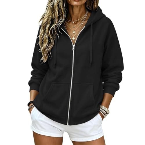 MKLUNJOP Zipper Hoodies For Women Oversized Sweatshirt Lightweight Jacket — view 4