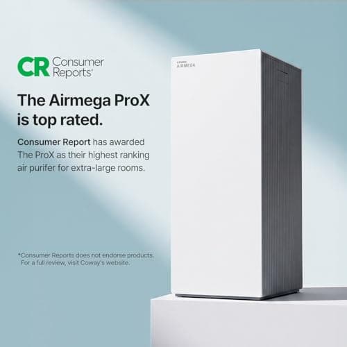COWAY Air Purifiers for Large Room Whole Home Up to 4,253ft², 2 Sets of XL Washable Pre-Filters and HEPA Filters for Dual Purification, AQI, Turbo Mode, Timer, Wheels, 5yr Warranty, ProX(W)