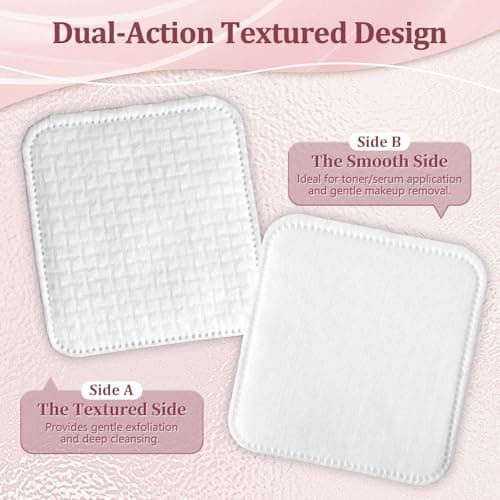 Vexlytra Large Cotton Pads for Face(150 count), Soft & Lint-Free Cotton Squares with Pressed Seam Design, Durable Cotton Rounds for Facial Cleansing and Makeup Removal, Gentle on Sensitive Skin & Eyes — view 2
