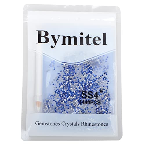 2880PCS Art Nail Rhinestones Non Hotfix Glue Fix Round Crystals Glass Flatback for DIY Jewelry Making with one Picking Pen (ss3 2880pcs, Sapphire) — view 2