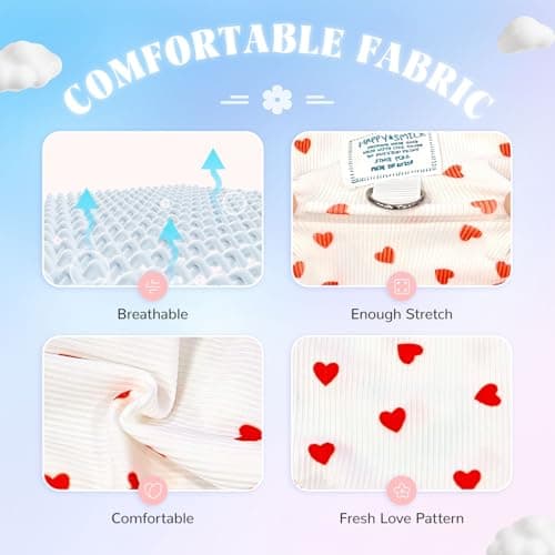 2 Pack Dog Cat Dresses for Small Dogs Girl Cute Heart & Floral Print Ruffle Sleeve Hem Breathable Stretchy Pet Puppy Cat Summer Clothes Outfits for Chihuahua Yorkie Teacup Extra Small Tiny Dogs — view 2
