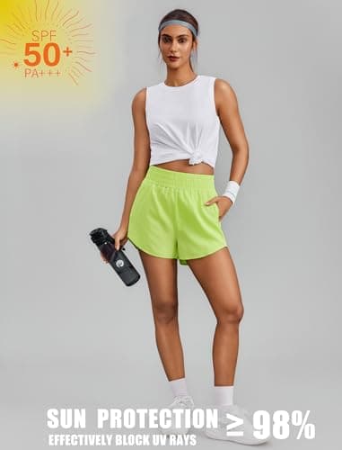 PINSPARK Workout Tops for Women Sleeveless Athletic Tank Tops UPF 50+ Running Tanks with Side Slits Loose Fit Gym Yoga Shirt, White, X-Large — view 4