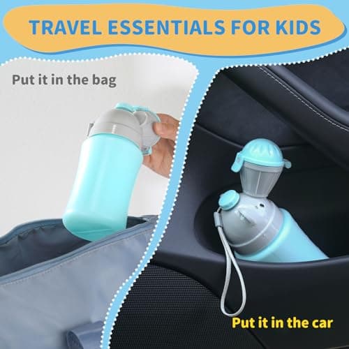 ONEDONE Portable Potty Baby Child Potty Urinal Pee Cup for Kids 17 OZ Travel Urinal for Toddler Boys Emergency Toilet for Camping Car Travel and Kid Potty Pee Training (Blue) — view 5