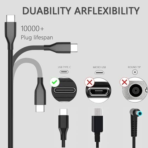 Replacement for Chromebook Charger 45W USB C,for HP Type C Laptop All — view 2