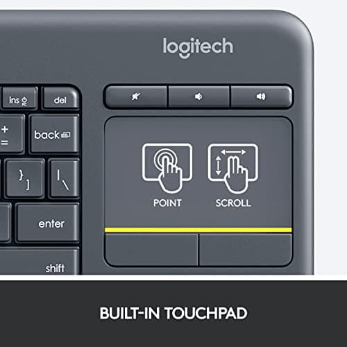 Logitech K400 Plus Wireless Touch TV Keyboard for Media Control - Black — view 3