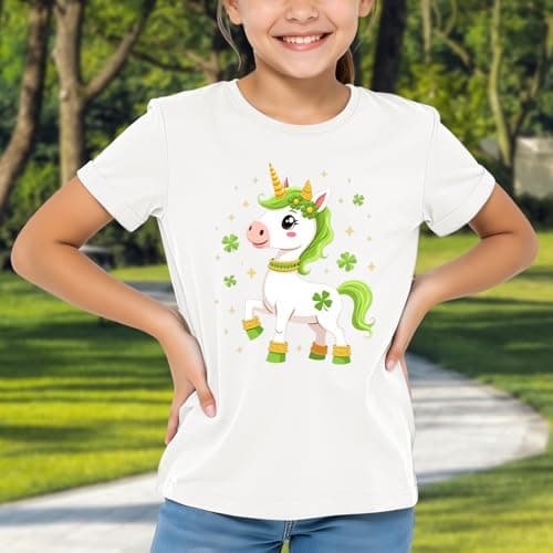 St Patricks Day Shirt for Kids – Unicorn Lucky Shamrock Shirts Boys Girls St Paddys Day Irish Tops — view 3