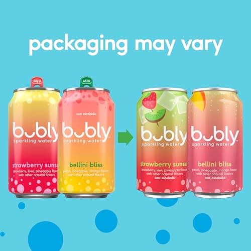 bubly Sparkling Water, Strawberry Sunset, 12 Fl Oz Cans (8 Pack) — view 2