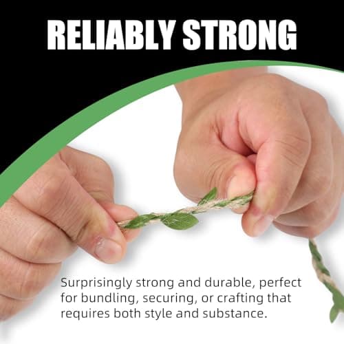 Radix Rope Natural Jute Twine with Green Leaf - 33 Feet (10 Meters) | Decorative Garden String for Gift Wrapping, Crafts, Wedding Decor — view 3