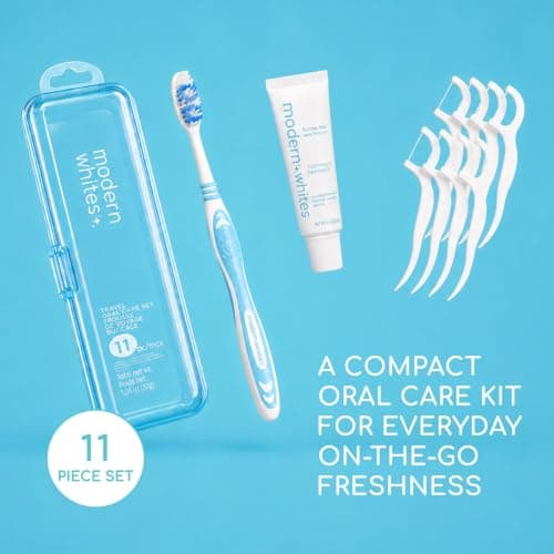 Modern Whites Travel Toothbrush and Flosser Set, TSA Friendly, Pack of 1