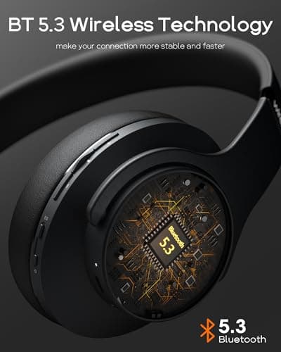 DOQAUS Bluetooth Headphones Wireless Over Ear with 90 Hours Playtime, 3 EQ Modes & Memory Foam for Extended Travel, Study and Commuting - Perfect Christmas Gifts Stocking Stuffers for Men Women — view 2
