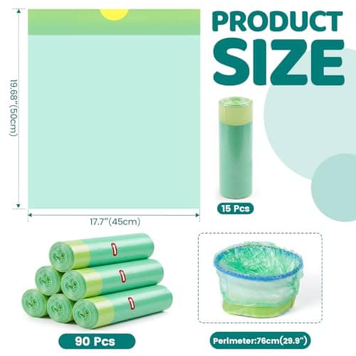 Orzbow Disposable Potty Liners with Drawstring, 18 x 20 inches, 90 Count