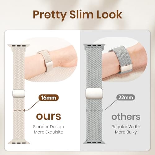Knossen Slim Band and Case Compatible with Apple Watch Bands for Women 42mm 40mm 41mm 44mm 45mm 46mm - 3-in-1 Thin Magnetic Stretchy Strap and Screen Protector Cover for iWatch Series 4-11/SE/SE2/SE3