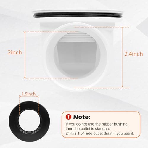 2" Low Profile Shower Drain PVC 2''Side Outlet Drain Assembly, with 2" x 1-1/2" Reducer Pipe Fitting Perforated Strainer for Low Profile Shower Drain Trap and Shower Base Drain — view 2