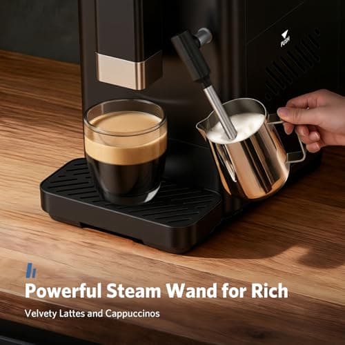 Electactic Fully Automatic Coffee Machine with Grinder, 20 Bar Coffee Maker with Milk Frother, Adjustable Grinding Coffee Machine for Cappuccino & Latte, Touch Control & Auto Self-Cleaning — view 3