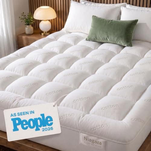 Cloud-Like Twin XL Mattress Topper - 100% Cotton Top Mattress Pad for Back Pain Relief - Breathable & Naturally Cooling for Hot Sleepers - Machine Washable