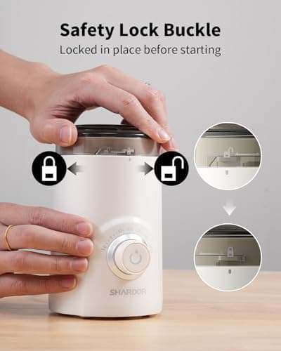 SHARDOR Electric Super Silent Blade Coffee Grinder, Timed Grind Control Rotary Knob, Adjustable Coarse to Fine for Coffee Beans, Spices & Herbs, White — view 2