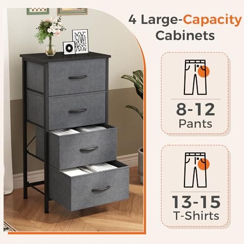 Sweetcrispy Dresser for Bedroom, 4 Drawer Storage Cabinet, Tall Nightstand — view 3