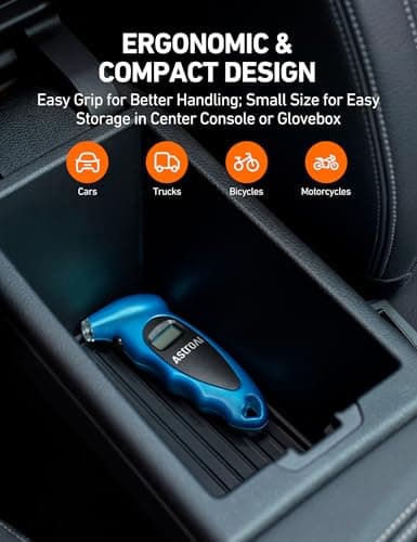 AstroAI Digital Tire Pressure Gauge 0-150PSI Calibrated to ANSI B40.7 +/-1PSI, Accurate in 0.1 Increments, Tire Repair Tools 4 Pressure Measurements for Car Truck with Backlight LCD, Blue — view 5