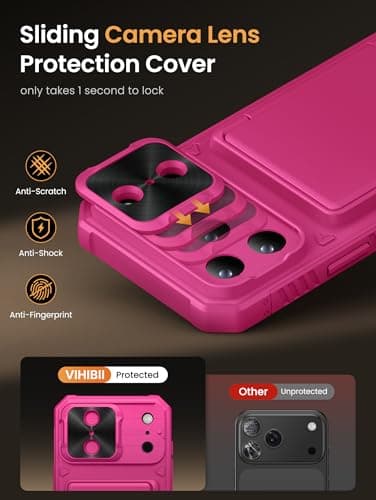 Vihibii for iPhone 17 Pro Max Case Wallet, Card Holder (4 Cards), Hot Pink — view 3