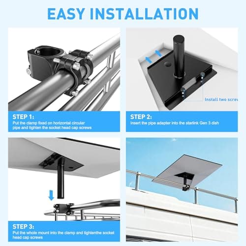 Tckasdj Starlink Gen 3 Mount - Starlink RV Ladder Mount for RV, Yacht & Outdoor, Manganese Steel Rust-Proof Anti-Shake Starlink Mount Compatible with 0.8-1.17in Pipes — view 2