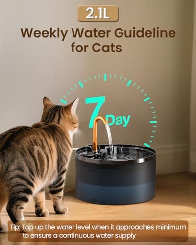 MISFANS Cat Water Fountain, 71oz/2.1L Cat Fountain, Automatic Pet Water Fountain with Ultra-Quiet Pump, Dog Drinking Fountains with 1 Filter & 1 Sponge,Water Dispenser Indoor-Suitable Multiple Pets — view 4