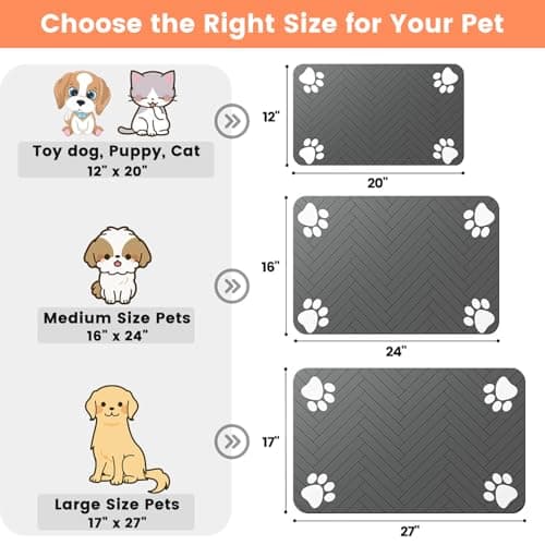 Pet Feeding Mat-Absorbent Pet Placemat for Food and Water Bowl, with Waterproof Rubber Backing, Quick Dry Water Dispenser Mat for Dog and Cat (20"x12", Striped Dark Gray) — view 5