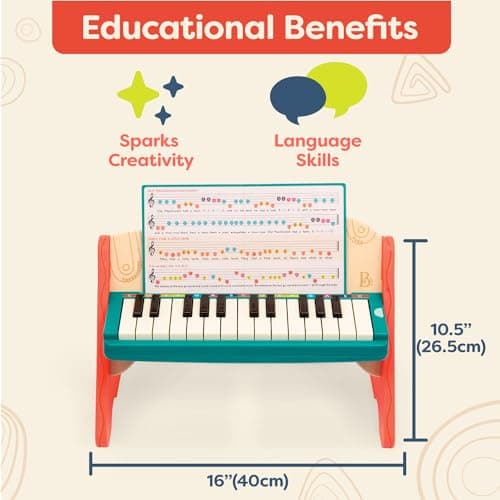 B. toys – Wooden Toy Piano for Toddlers, Kids – Color – Coded Keys with Songbook – Musical Instrument for Early Learning & Creativity – 3+ Years – Mini Maestro — view 5