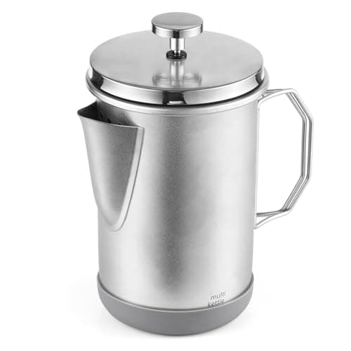 aqxreight French Press Coffee Maker 1L, 304 Stainless Steel Coffee Pot with Foldable Handle, Removable for Camping, Travel, and Home Use (Silver) — view 3