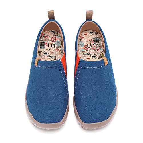 UIN Men's Slip Ons Loafers Canvas Lightweight Sneakers Walking Casual Solid Color Travel Shoes Dark Blue (9.5)