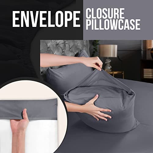 Utopia Bedding Queen Pillow Cases - 4 Pack - Envelope Closure - Soft Brushed Microfiber Fabric - Shrinkage and Fade Resistant Pillow Covers Queen Size 20 X 30 Inches (Queen, Grey) — view 3