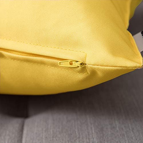 MIULEE Pack of 4 Decorative Outdoor Waterproof Pillow Covers Square Garden Cushion Cases PU Coating Throw Pillow Cover Shell for Patio Tent Park Couch 16x16 Inch Yellow — view 2