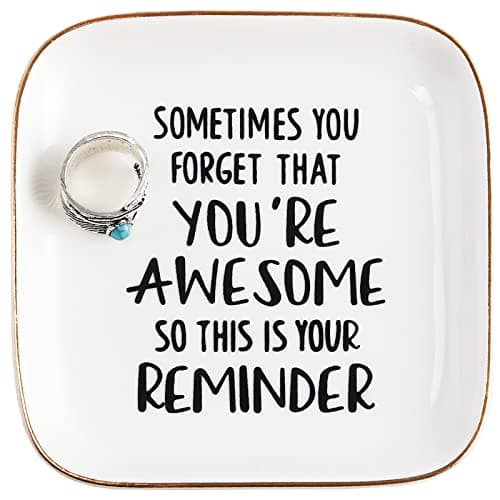 PUDDING CABIN Inspirational Gifts for Women Unique, Birthday Gifts for Women, Sometimes You Forget You're Awesome Ring Dish, Encouragement Gift for Daughter Best Friend Coworker