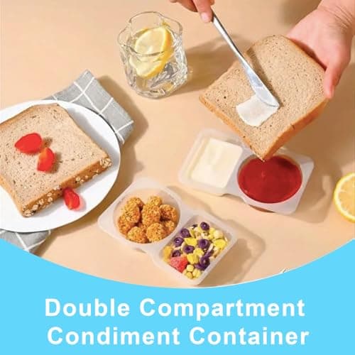 Pure Future 20-Pack Reusable Double Compartment Snack Containers with Lids - BPA-Free PP Meal Prep Bento Boxes for Lunch, Fruit & Dips, Microwave/Dishwasher Safe