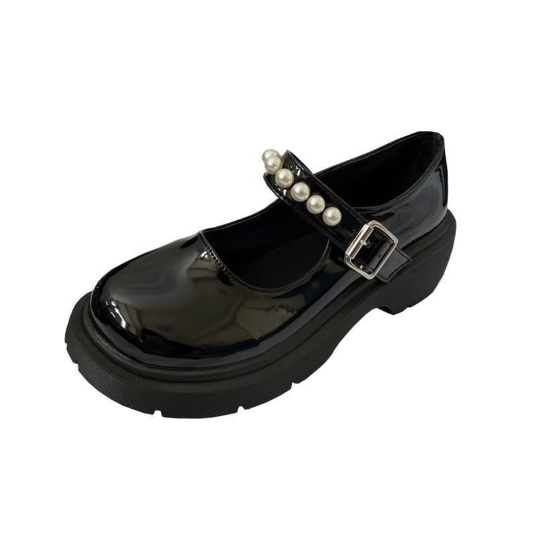 Womens Platform Mary Janes Shoes Sweet Toe Ankle Lolita Gothic Pumps Chunky Patent Leather — view 60