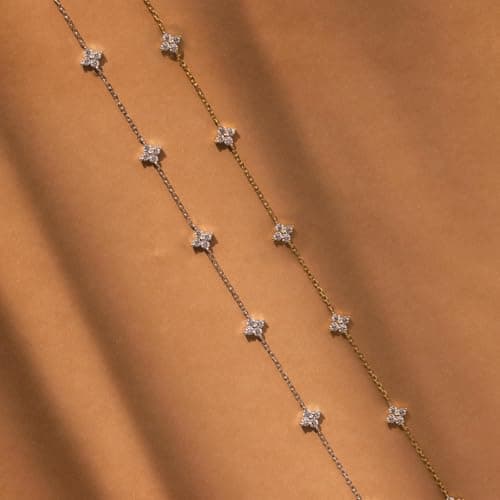 CUEZIY Dainty Silver Necklaces for Women Station Choker Cubic Zirconia Simulated Necklace Simple Cute Layering CZ Necklace Trendy Simple Jewelry Gifts — view 6